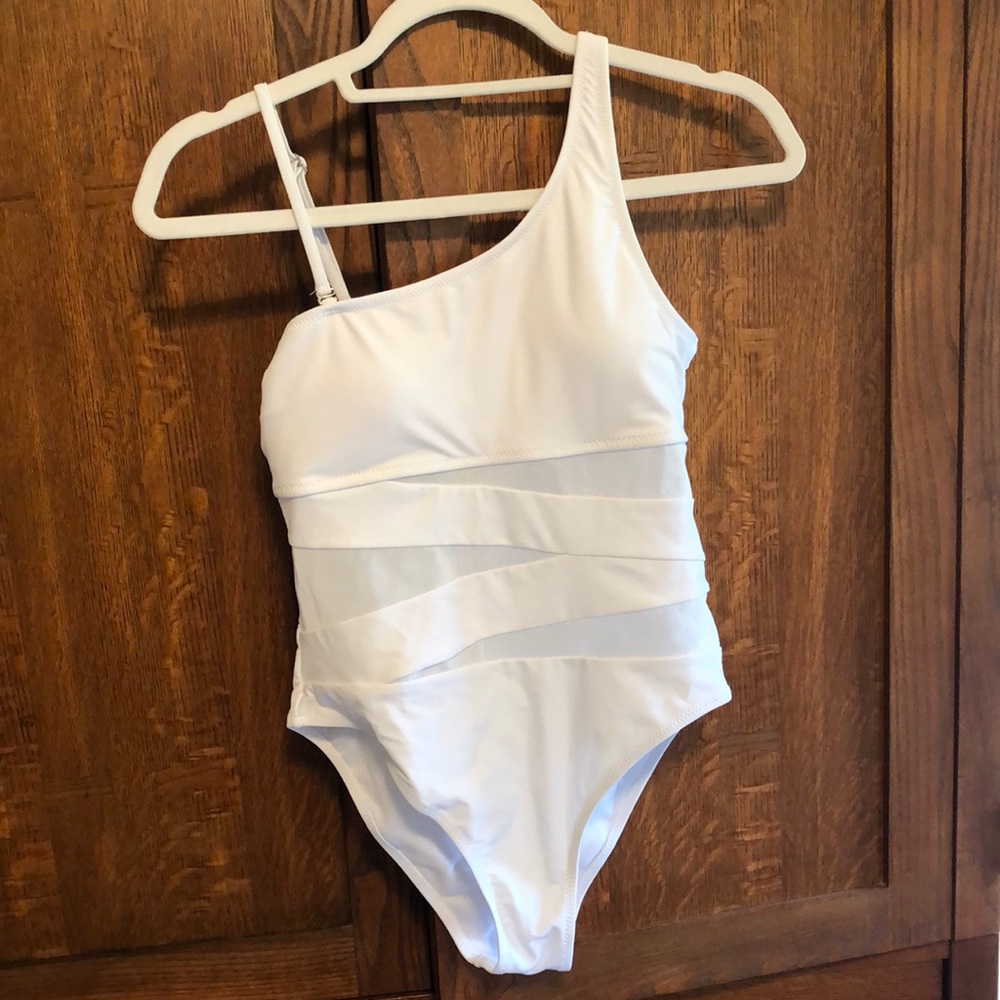Pink Lily White One-Piece Bathing Suit